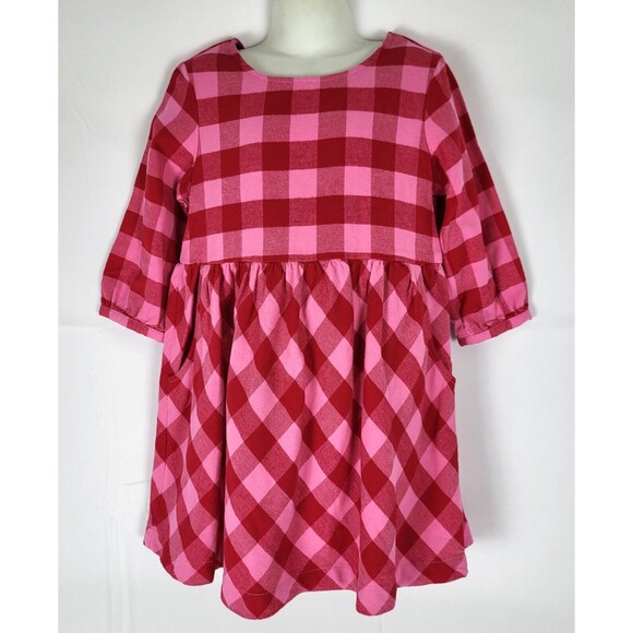 Hanna Andersson Other - Hanna Andersson Girls Flannel Dress 110 5 Pink Red Plaid